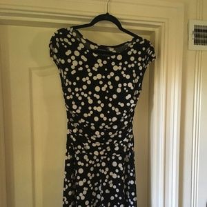 Flattering black and white polka dot dress size 8